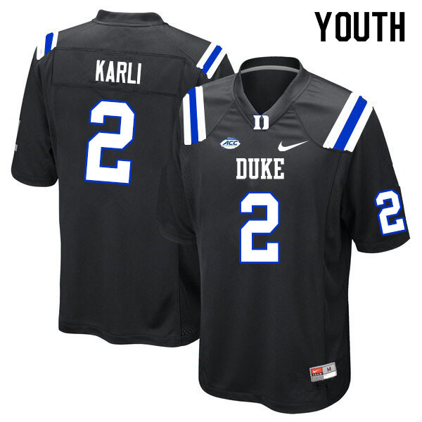 Youth #2 Daniel Karlin Duke Blue Devils College Football Jerseys Sale-Black